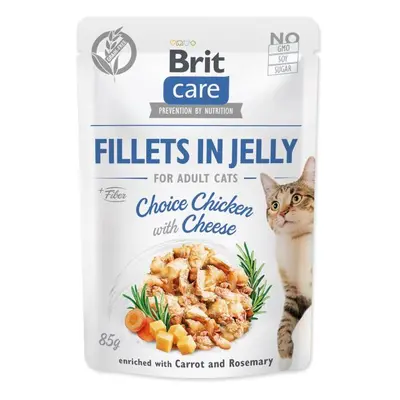 Kapsička Brit Care Cat kuře se sýrem, filety z želé 85g