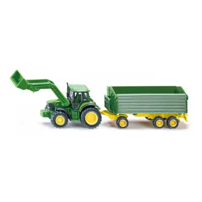 Siku Farmer - John Deere s čelním nakladačem a přívěsem, měřítko 1:87