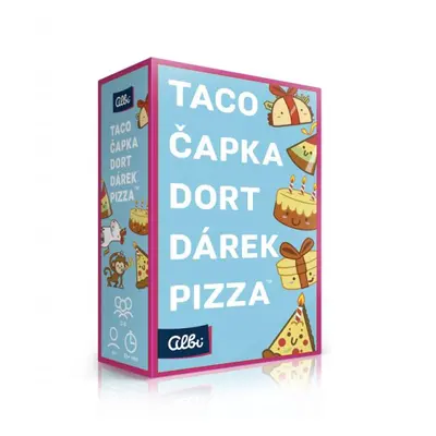 Albi Taco, čepice, dort, dárek, pizza