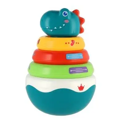 Roly Poly dinosaurus plast 16cm skládací pyramida s kroužky se zvukem