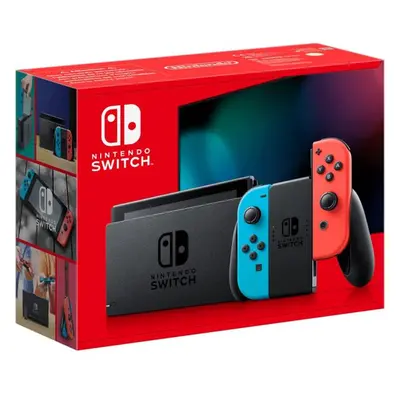 Konzole Nintendo Switch s neon modrým a červeným Joy-Conem