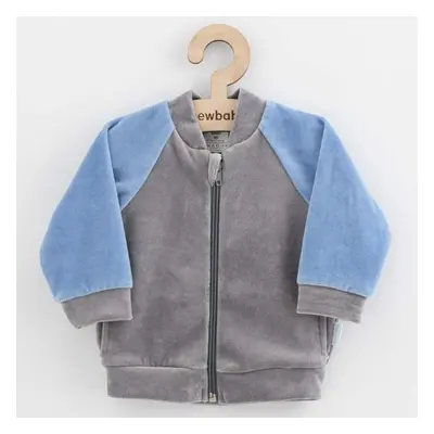 Dojčenská semišková mikina New Baby Suede clothes šedá modrá 86 (12-18m)