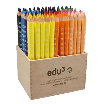 EDU3 Jumbo trojhranné pastelky H96, tuha 5 mm, 96ks/12 barev ve stojanu ze dřeva