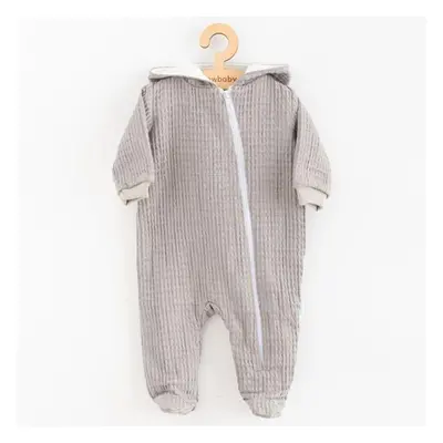 Dojčenský mušelínový overal s kapucňou New Baby Comfort clothes šedá 68 (4-6m)