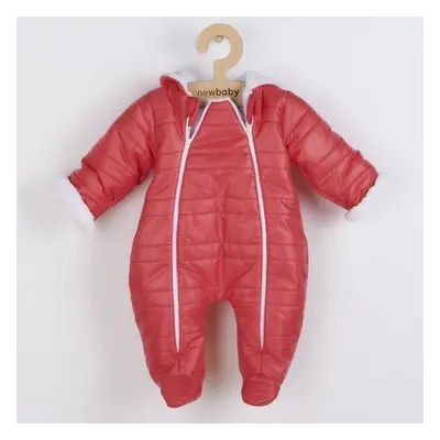 Zimní kojenecká kombinéza s kapucí s ušima New Baby Pumi red raspberry 56 (0-3m)