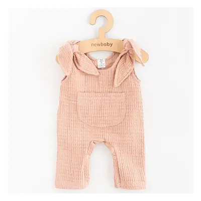 Dojčenské mušelínové zahradníčky New Baby Comfort clothes růžová 86 (12-18m)