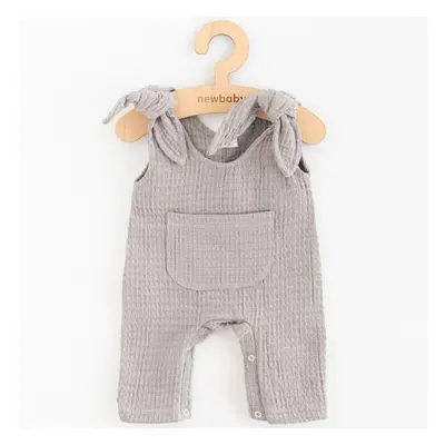 Dojčenské mušelínové zahradníčky New Baby Comfort clothes šedá 80 (9-12m)