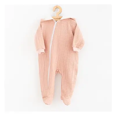 Dojčenský mušelínový overal s kapucňou New Baby Comfort clothes růžová 80 (9-12m)