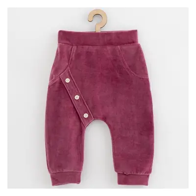 Dětské semišové tepláky New Baby Suede clothes růžovo fialová 62 (3-6m)