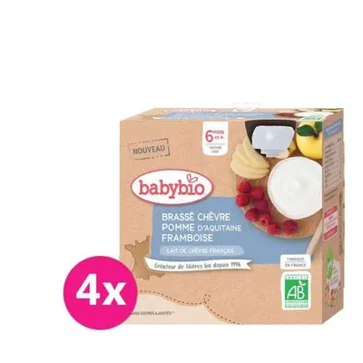 4x BABYBIO Svačina z kozího mléka s jablkem a malinami (85 g)