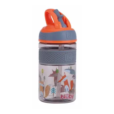 NUBY Láhev sportovní 2v1 s tvrdou sklopitelnou brčkem, 360 ml, oranžová, 3+