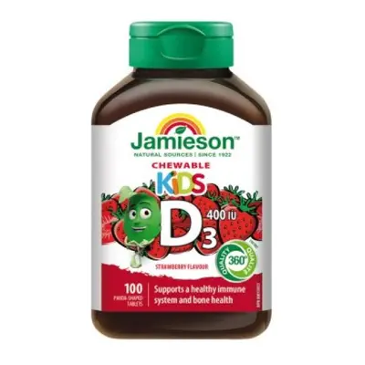 Jamieson Vitamín D3 Kids 400 IU tablety na cmúľanie s příchutí jahody pro děti 100tbl.