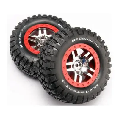 Traxxas kolo 2.2/3.0", disk SCT Split-Spoke stříbrný-červený, pneu KM2 (2)