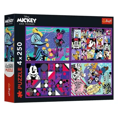 Trefl Disney puzzle 4 x 250 dílků Série dobrodružství Mickey Mouse