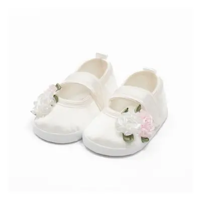 Dětské saténové capáčky New Baby Ivory Flowers 12-18 m