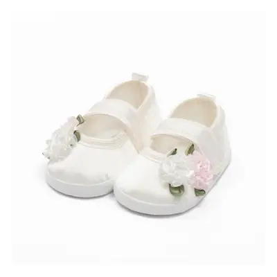 Dětské saténové capáčky New Baby Ivory Flowers 0-3 m