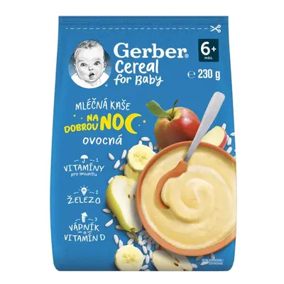 GERBER Kaše mléčná cereal ovocná Dobrou noc 230 g