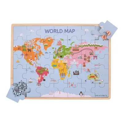 Bigjigs Toys Dřevěná puzzle mapa světa