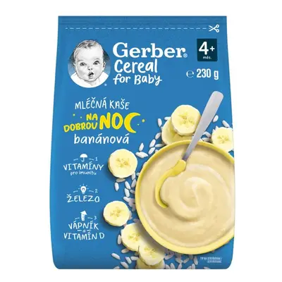 GERBER Kaše mléčná cereal banánová Dobrou noc 230 g