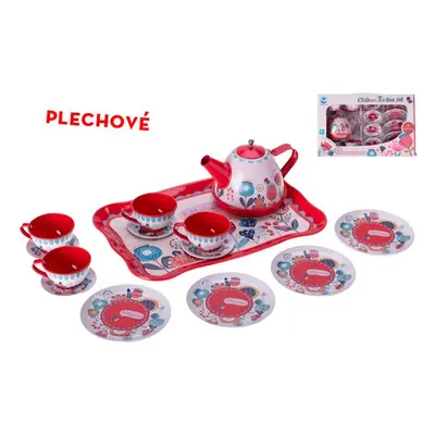 Čajový set plechový 15ks s podnosem 24x15cm