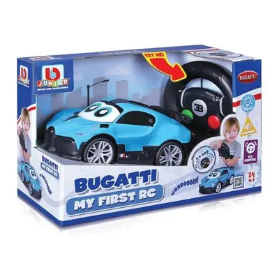 BB Junior RC - Bugatti Divo se světly a zvuky, dálkový ovladač volant, modrá, 2,4 Ghz