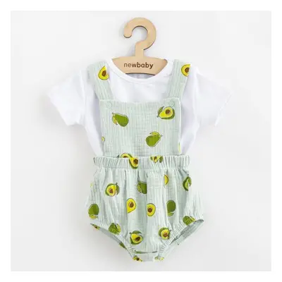 Mušelínový dojčenský set Kraťasy a Tričko New Baby Avocado 80 (9-12m)