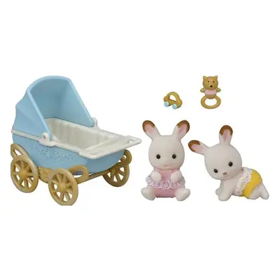 Sylvanian family Dvojčata Chocolate králíků s kočárkem