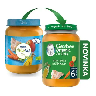 GERBER Organic dětský příkrm mrkev a rajčata s krůtím masem 190 g