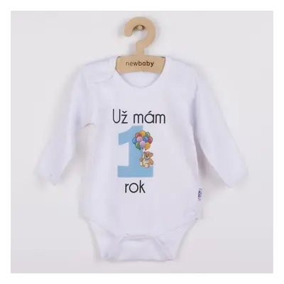 Body s potiskem New Baby Už mám 1 rok modré 86 (12-18m)