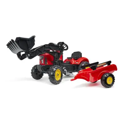 Falk Šlapací traktor 2030M Red Supercharger pedal charger s odpojitelnou vlečkou