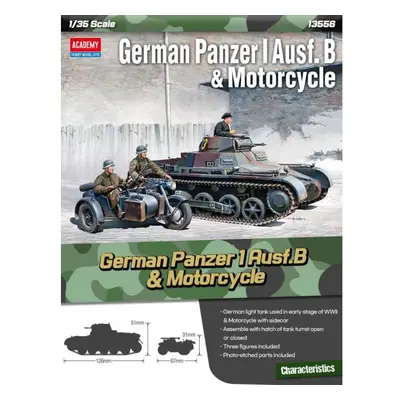 Model Kit vojenský 13556 - Německý Panzer I Ausf.B & Motocykl (1:35)