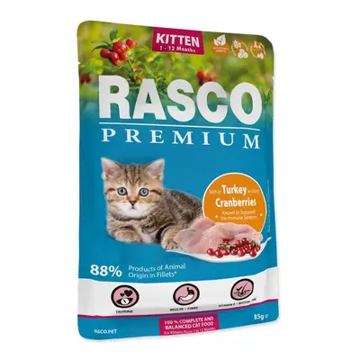 Kapsička Rasco Premium Kitten krůta s brusinkou 85g