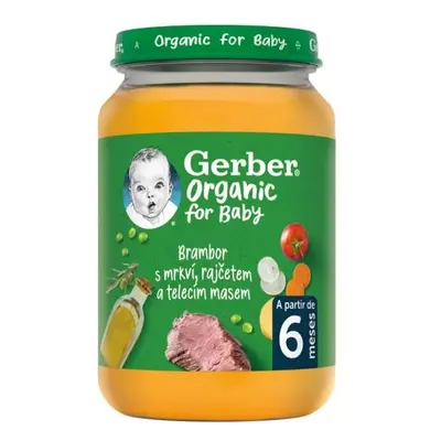 GERBER Organic dětský příkrm zelenina s telecím masem 190 g