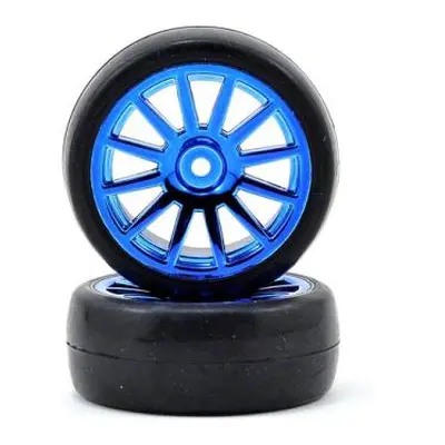 Traxxas kolo, disk 12-spoke modrý, pneu slick (2)