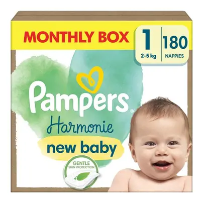 PAMPERS Plenky jednorázové Harmonie Baby vel. S 1, 180 ks, 2kg-5kg