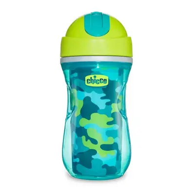 Hrnek Chicco Sportovní termo s brčkem 266 ml, zelený 14m +