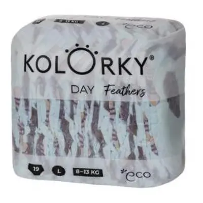 KOLORKA DAY - peří - L (8-13 kg) - 19 ks - jednorázové eko plenky