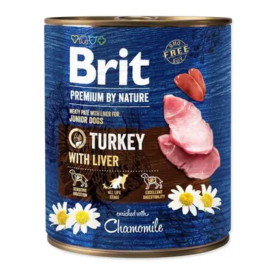 Konzerva Brit Premium by Nature krůta s játry 800g