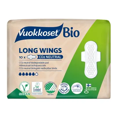 VUOKKOSET BIO Vložky s křidélky Long Wings (10 ks)