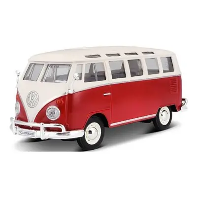 Maisto - Volkswagen Van Samba, Bílo/červený 1:25