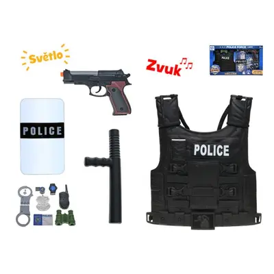 Policejní set - vesta, pistole 24cm se světlem a zvukem + doplňky