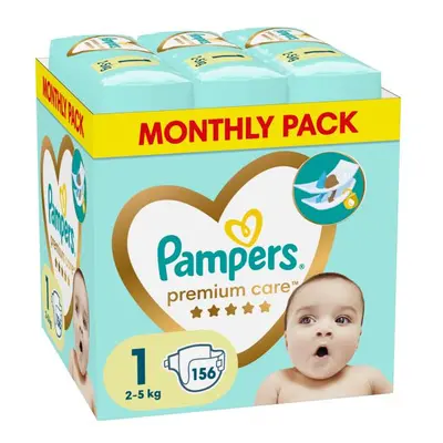 PAMPERS Plenky jednorázové Premium Care vel. L 1, 156 ks, 2kg-5kg