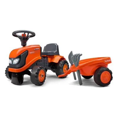 FALK 260C Baby Kubota ride-on traktor s přívěsem, hrábě & lopata