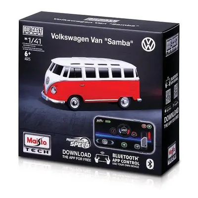 Maisto RC - 1:41 DIE-CAST METAL se světly, Volkswagen Van Samba, červený, XTR, Bluetooth