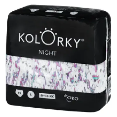 KOLORKA NIGHT - L (8-13 kg) - 19 ks - noční jednorázové eko plenky