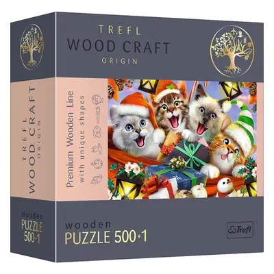 Trefl Wood Craft Origin Puzzle Vánoční kočky 501 dílků