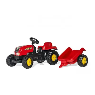 Rollytoys Šlapací traktor Rolly Kid s vlečkou - červený