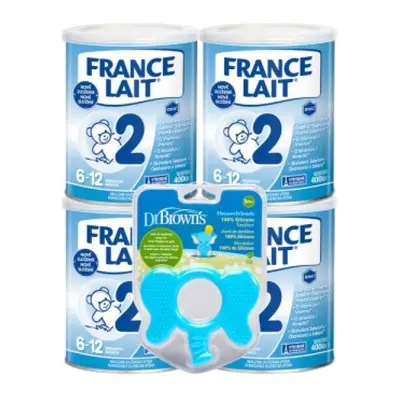 France Lait 2 se železem + DHA 6-12 měsíců 4x400g + Dr. Brown’s Kousátko Flexees Friends