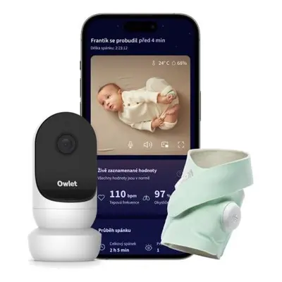 OWLET Chytrá ponožka Dream Sock - modrozelená a kamera Owlet Cam 2 - bílá