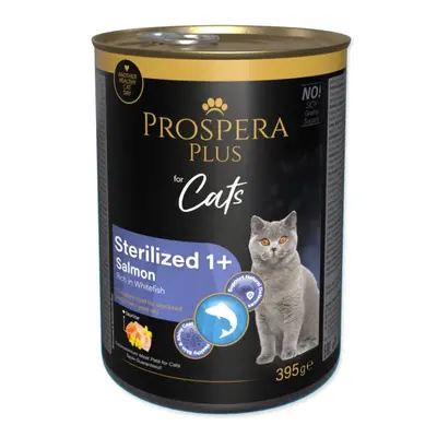 Konzerva Prospera Plus Sterilized 1+ Lososové paté bohaté na bílou rybu 395g